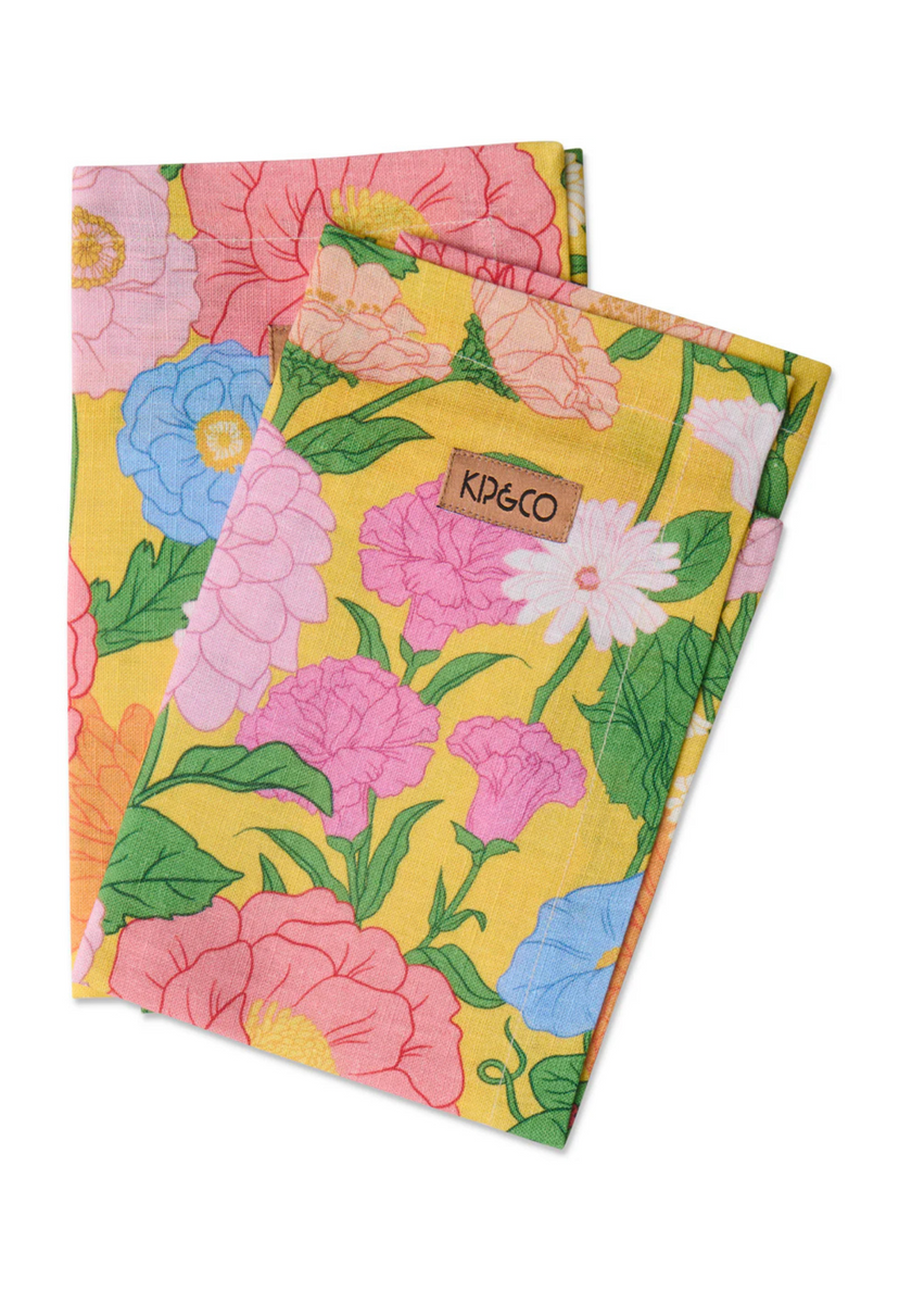 Kip & Co Follow The Sun Yellow Quilted Cotton Toiletry Purse