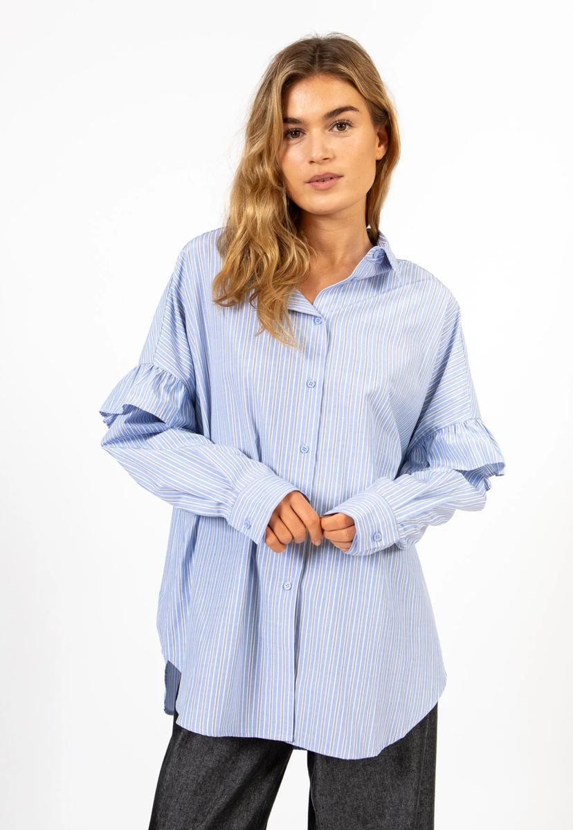 cc heart - gia stripe frill shirt - blue stripe – GOOSE