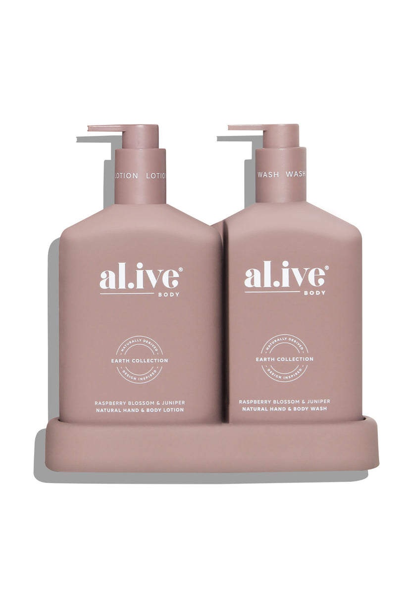 AL.IVE WASH & LOTION DUO + TRAY RASPBERRY BLOSSOM & JUNIPER