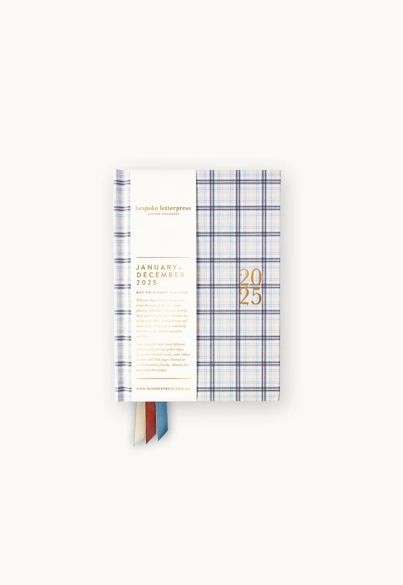 bespoke letterpress 2025 daytoapage planner blue plaid GOOSE