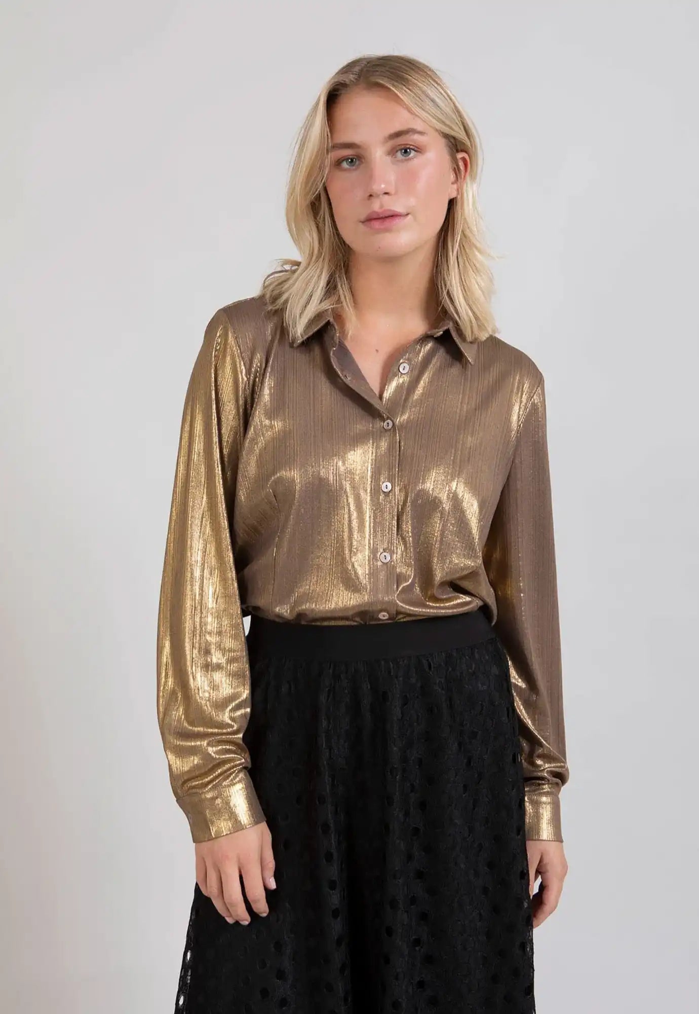 coster copenhagen - metallic shirt - gold