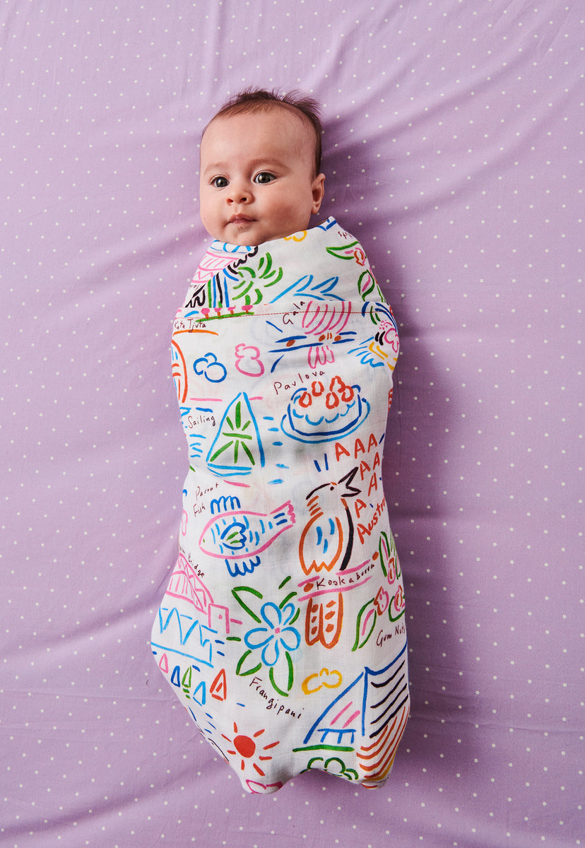 kip&co x ken done bamboo swaddle GOOSE