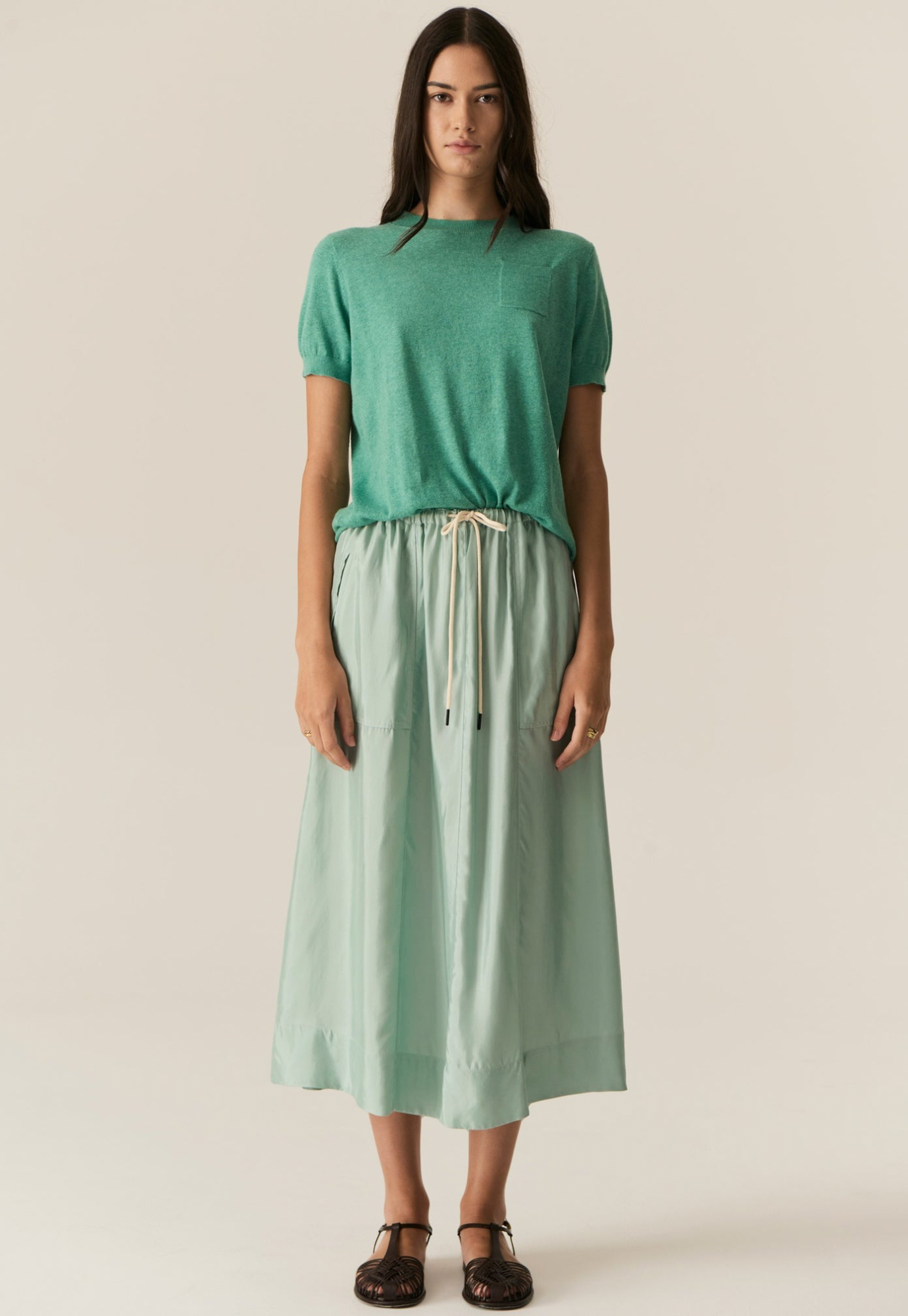 pol - henri tie skirt - green