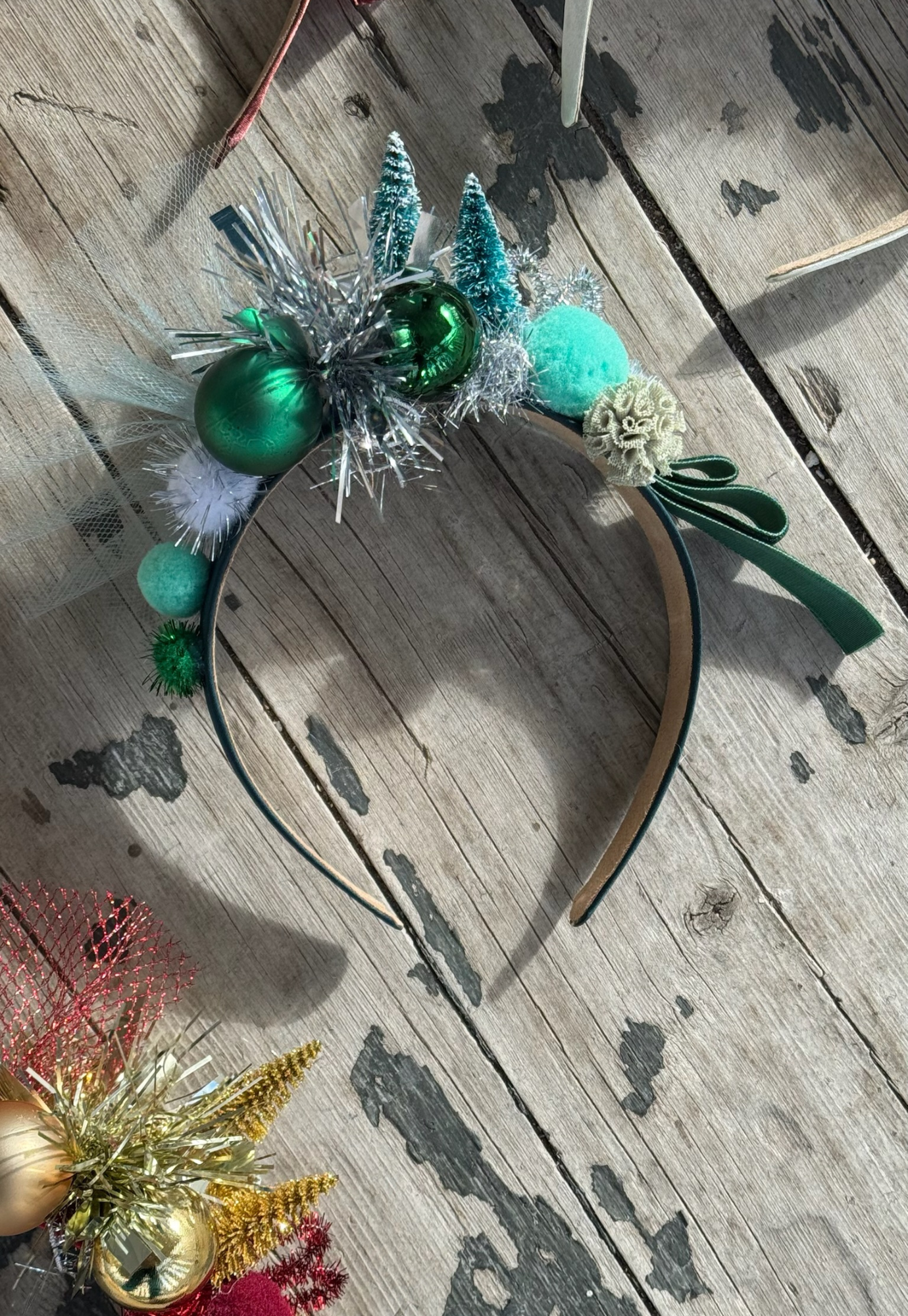 festive headpiece - deck the halls - green