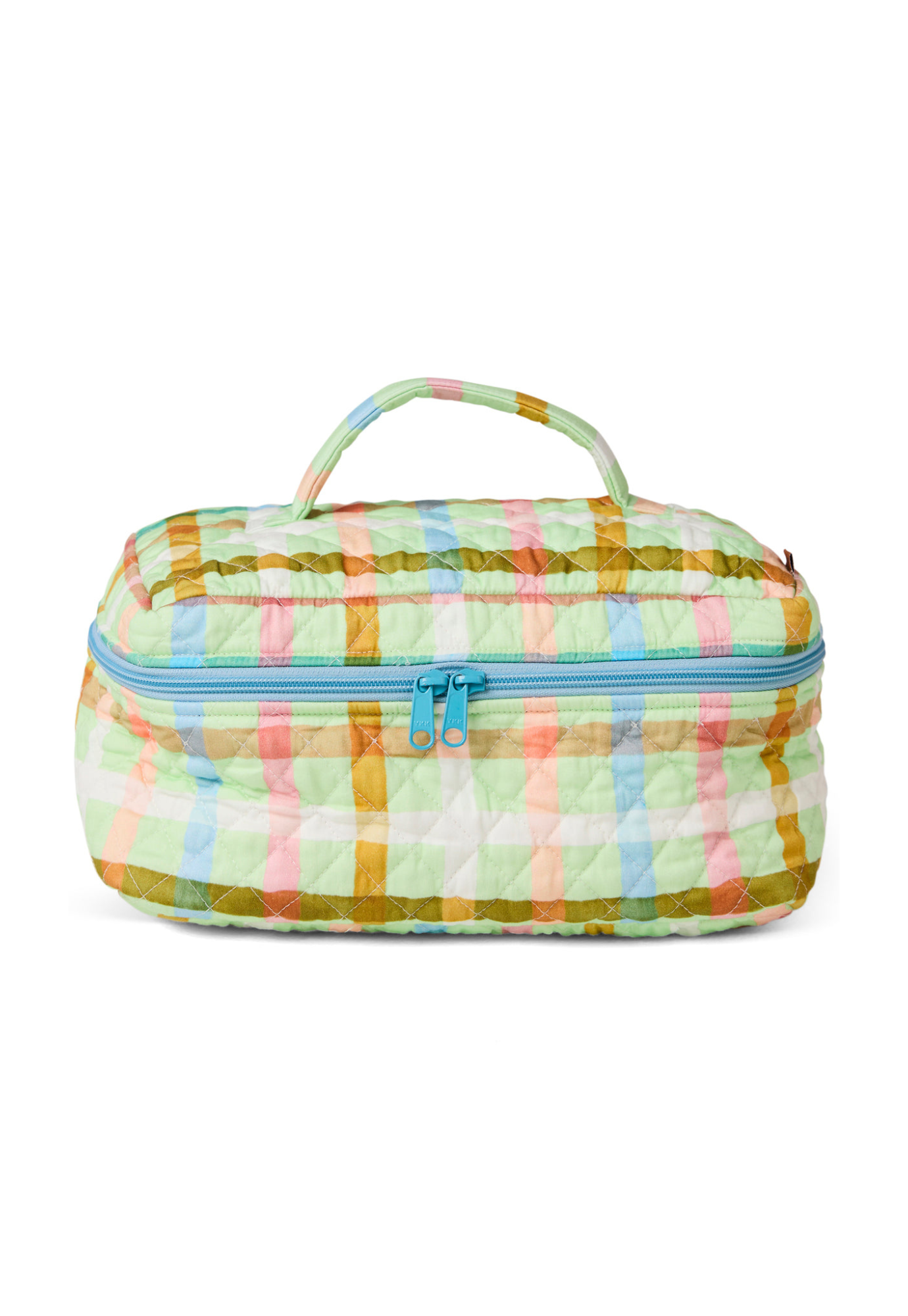 kip&co - candy check mint quilted cotton toiletry case