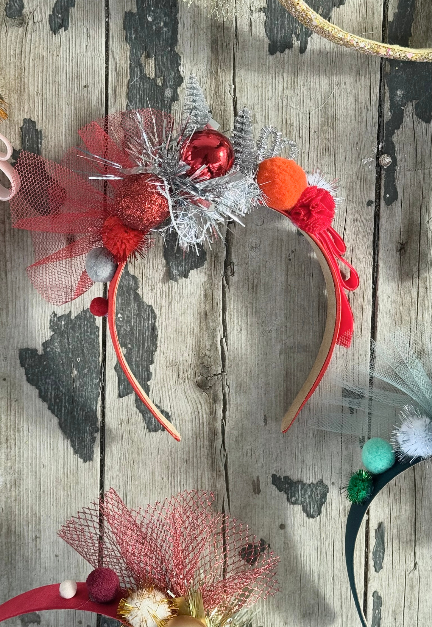 festive headpiece - rudolph the red - red light