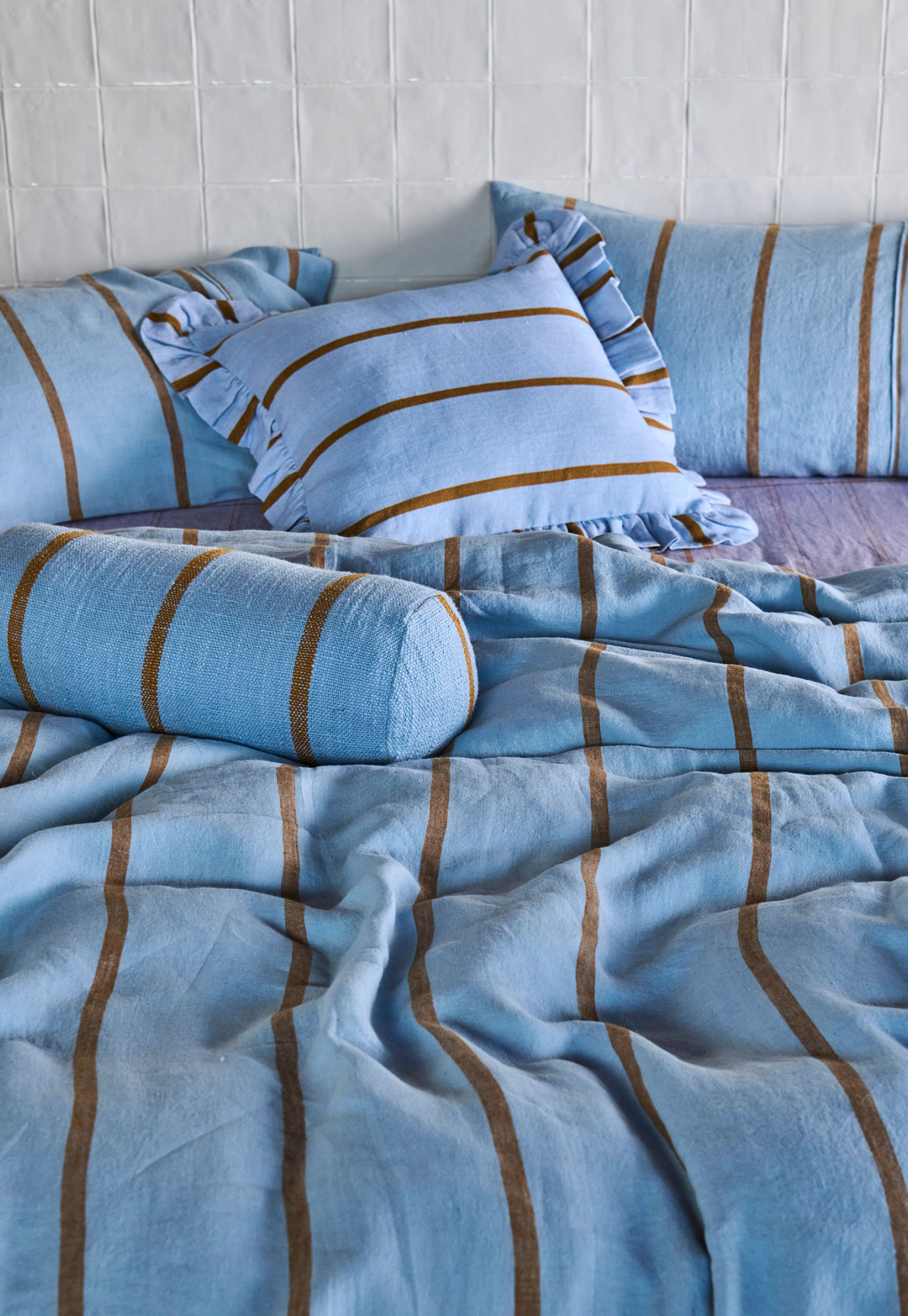 kip&co - como stripe frill upholstery cushion