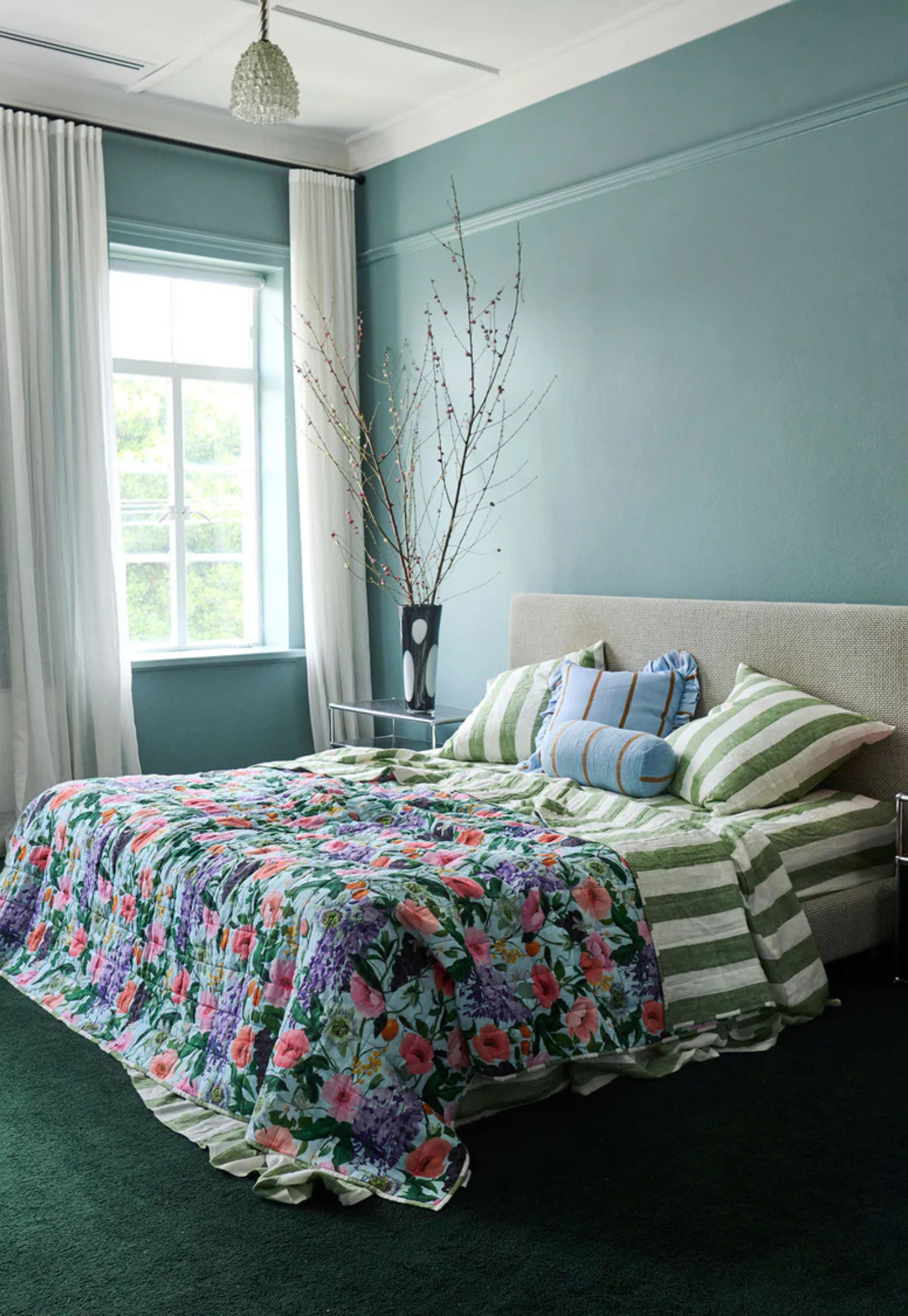 kip&co - spring in the air reversible linen quilted bedspread
