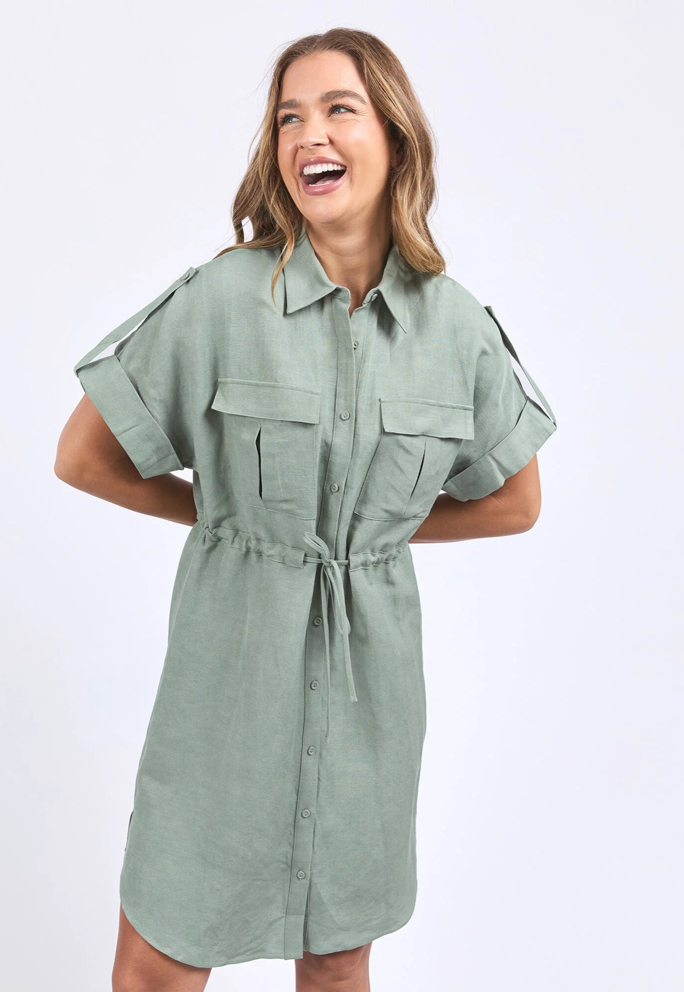 foxwood - willow shirt dress - iceberg green