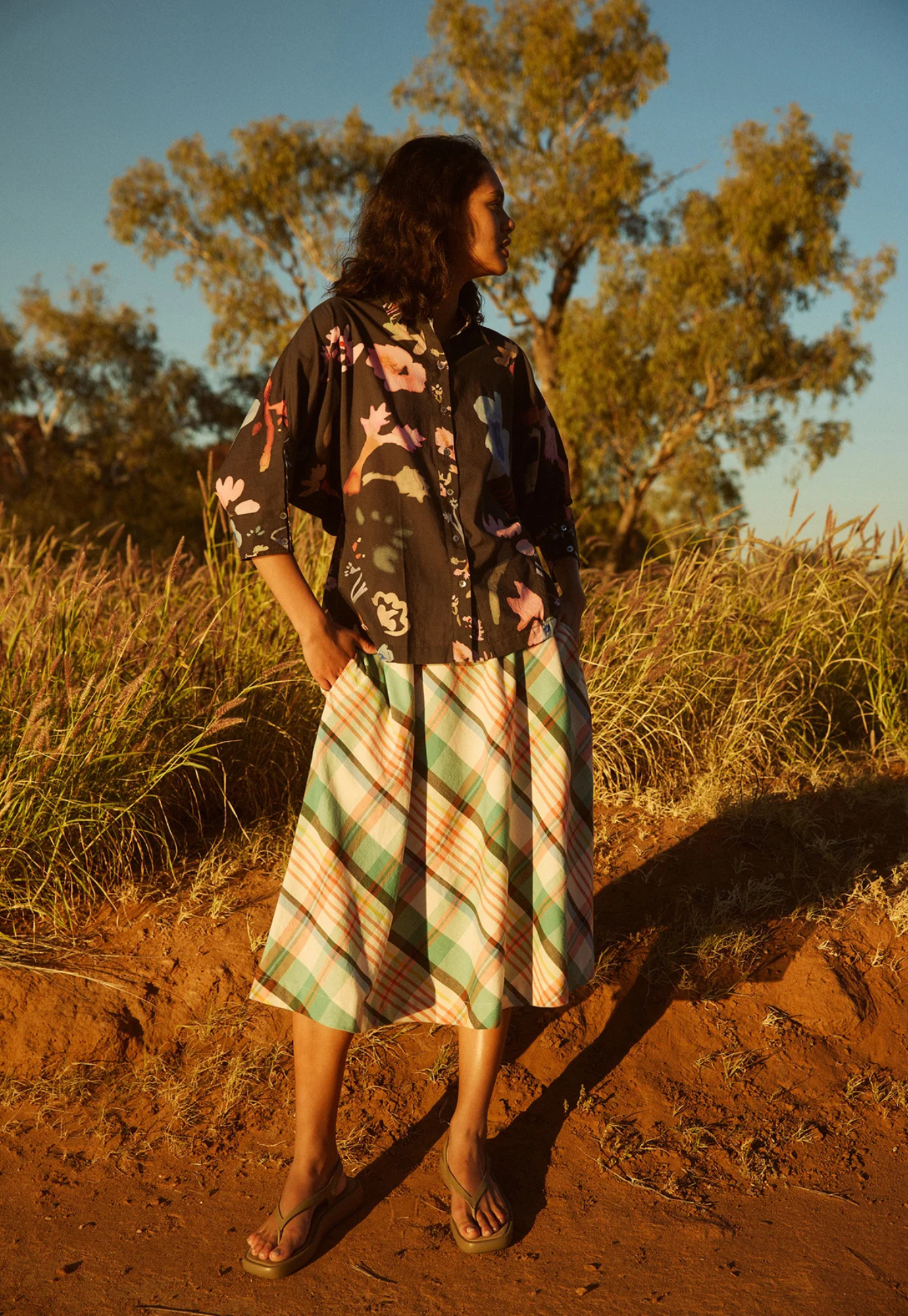 nancybird - wave skirt - summer check