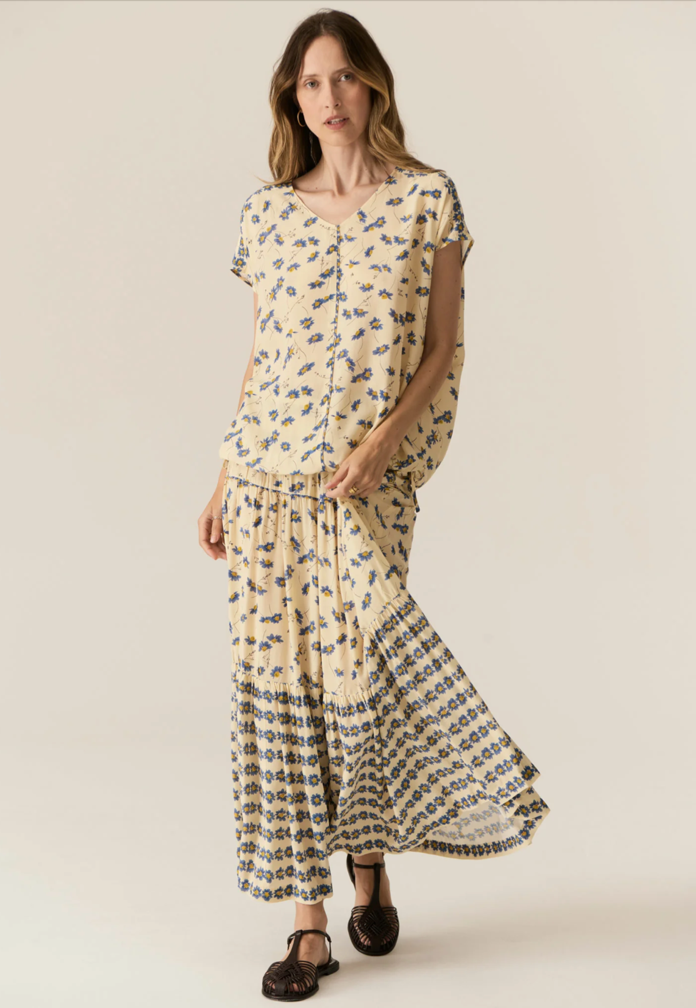 pol - lienne tiered skirt - lienne print
