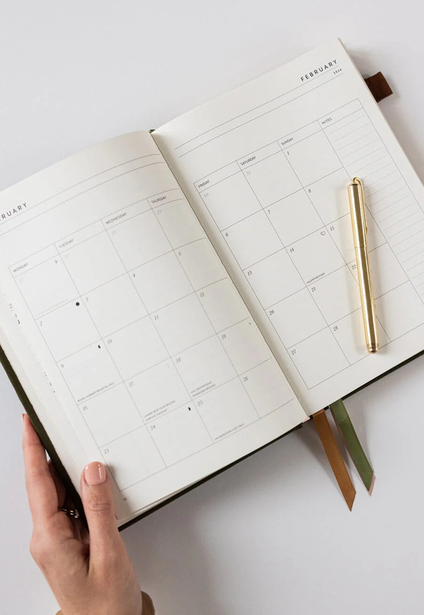 bespoke letterpress - 2026 desktop planner - hunter green