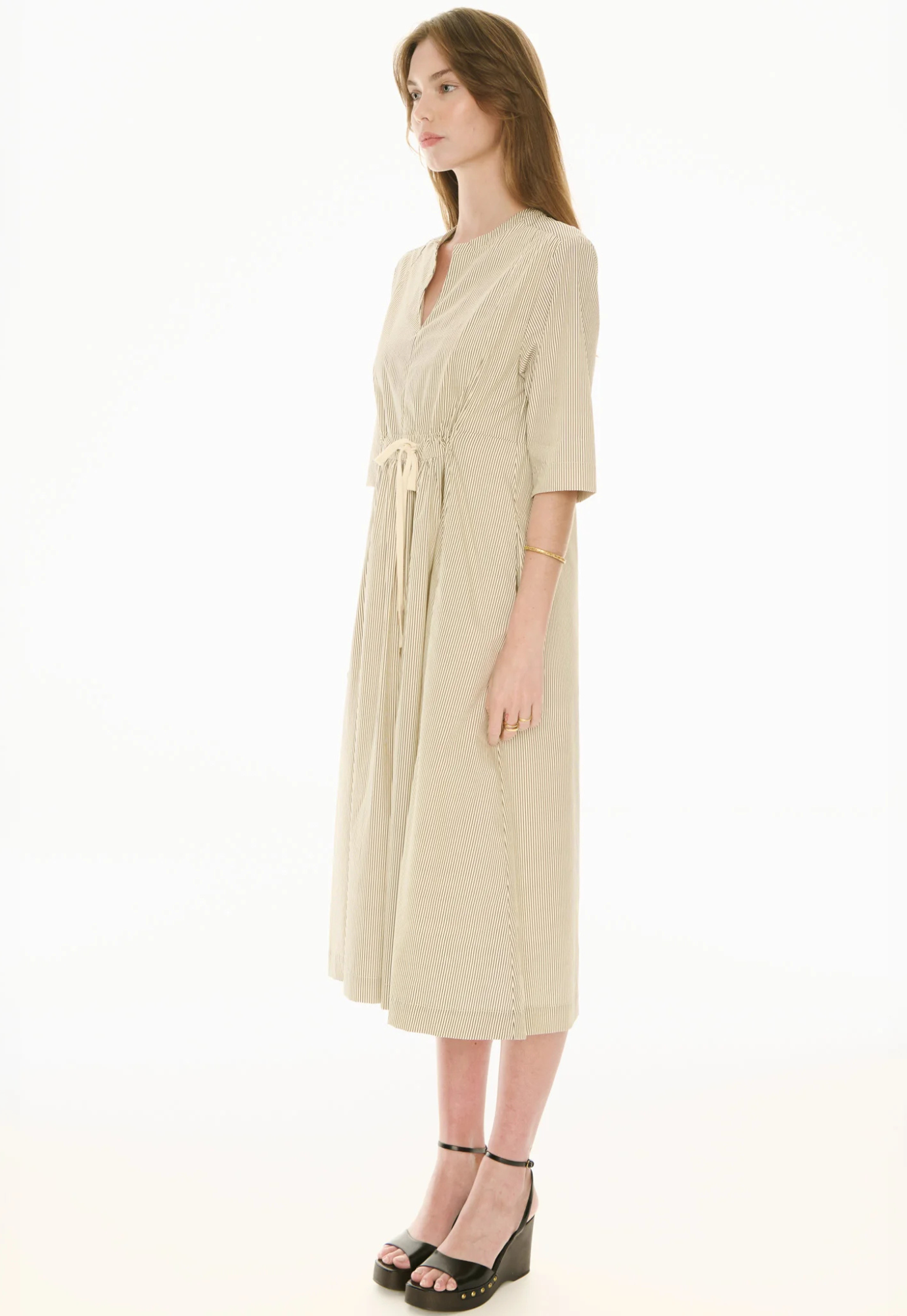 pol - fable shirt dress - ivory/ink