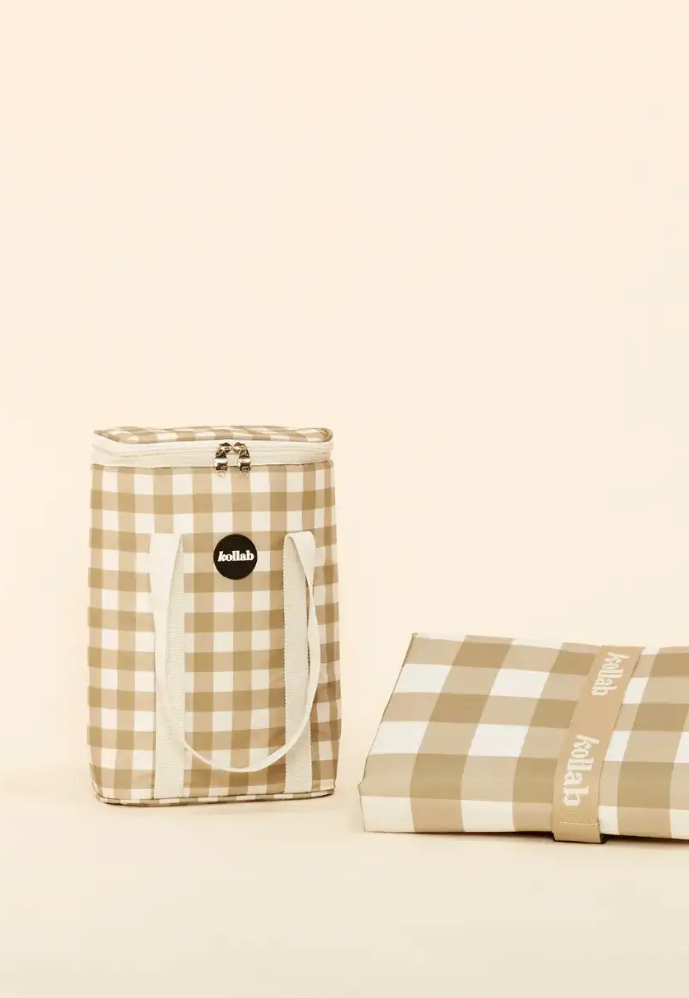 kollab - wine cooler bag - olive check