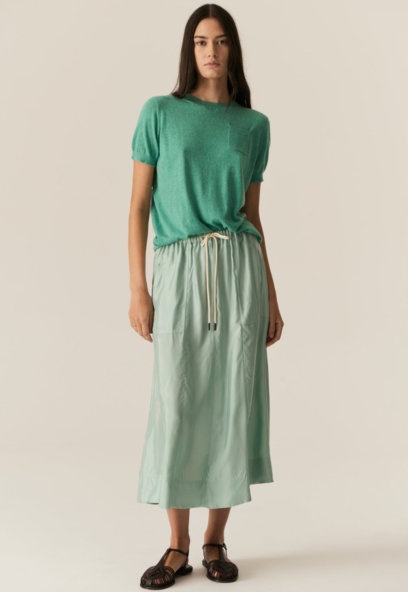 pol - henri tie skirt - green