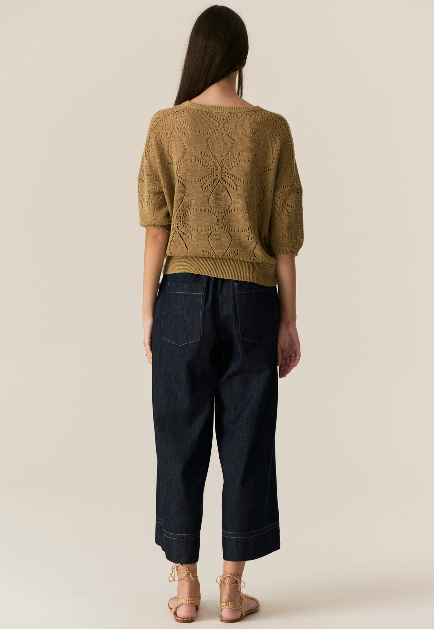 pol - milton pointelle tee - khaki