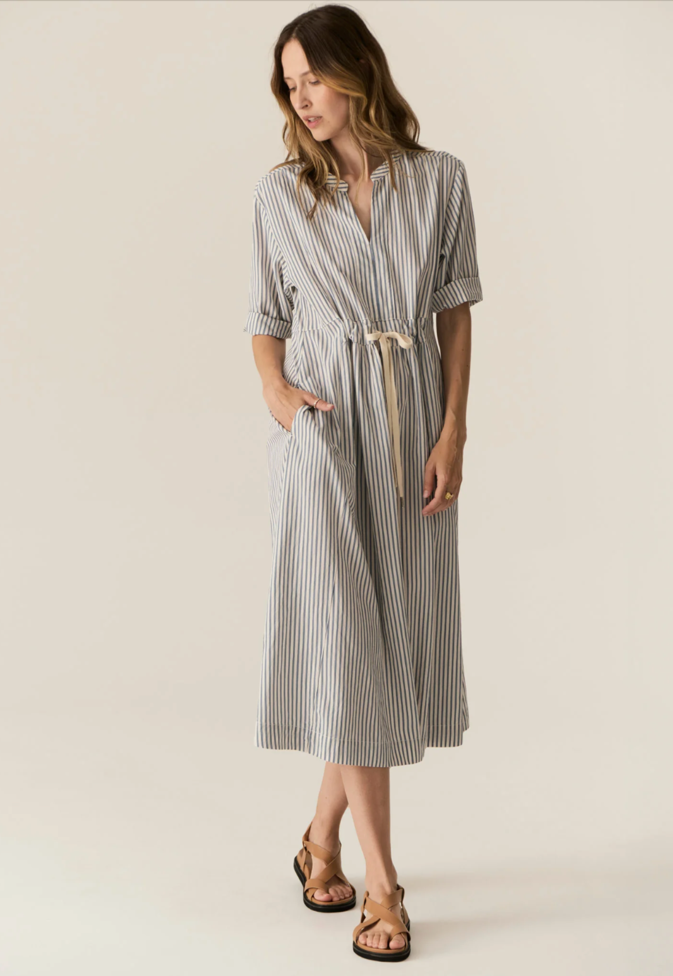 pol - vera shirt dress - blue stripe