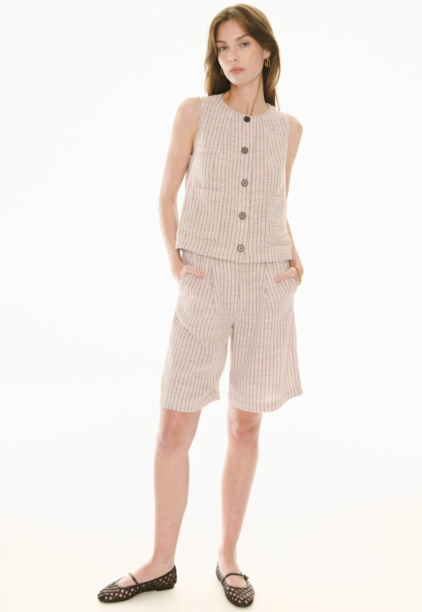 pol - maya vest - pinstripe