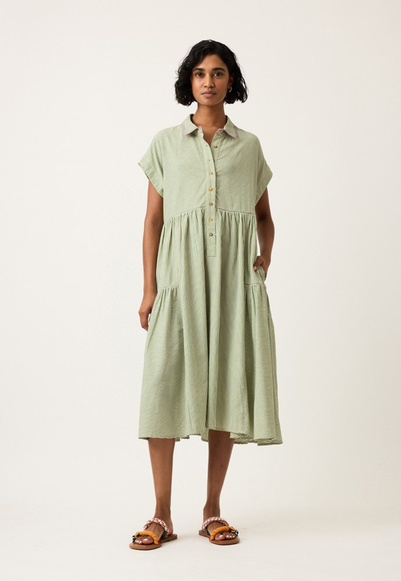 nancybird - maja dress - green stripe