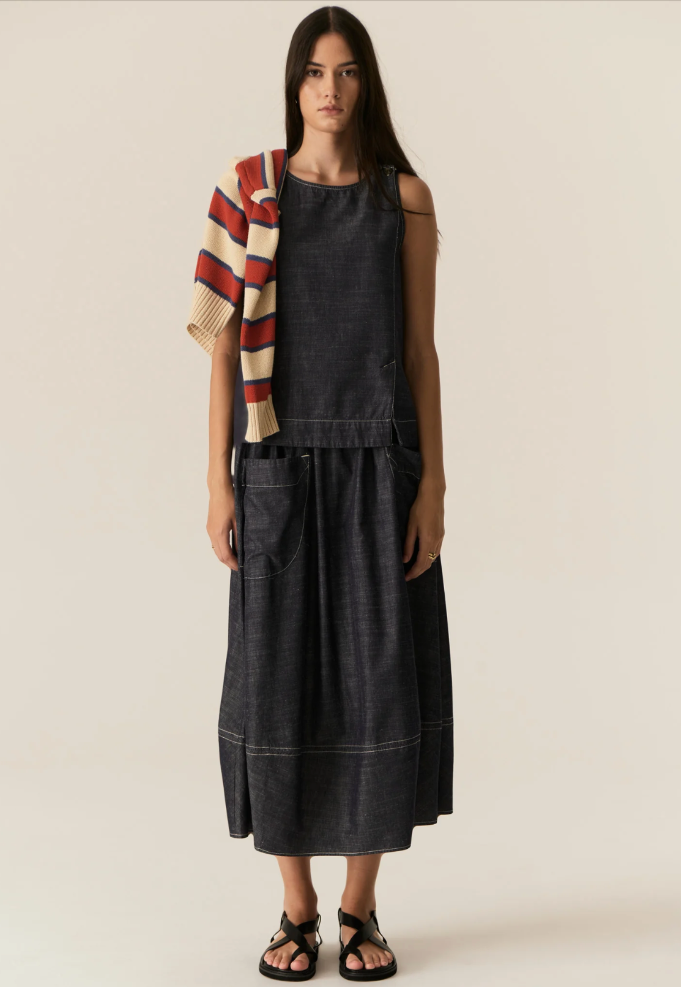 pol - avrid skirt - chambray