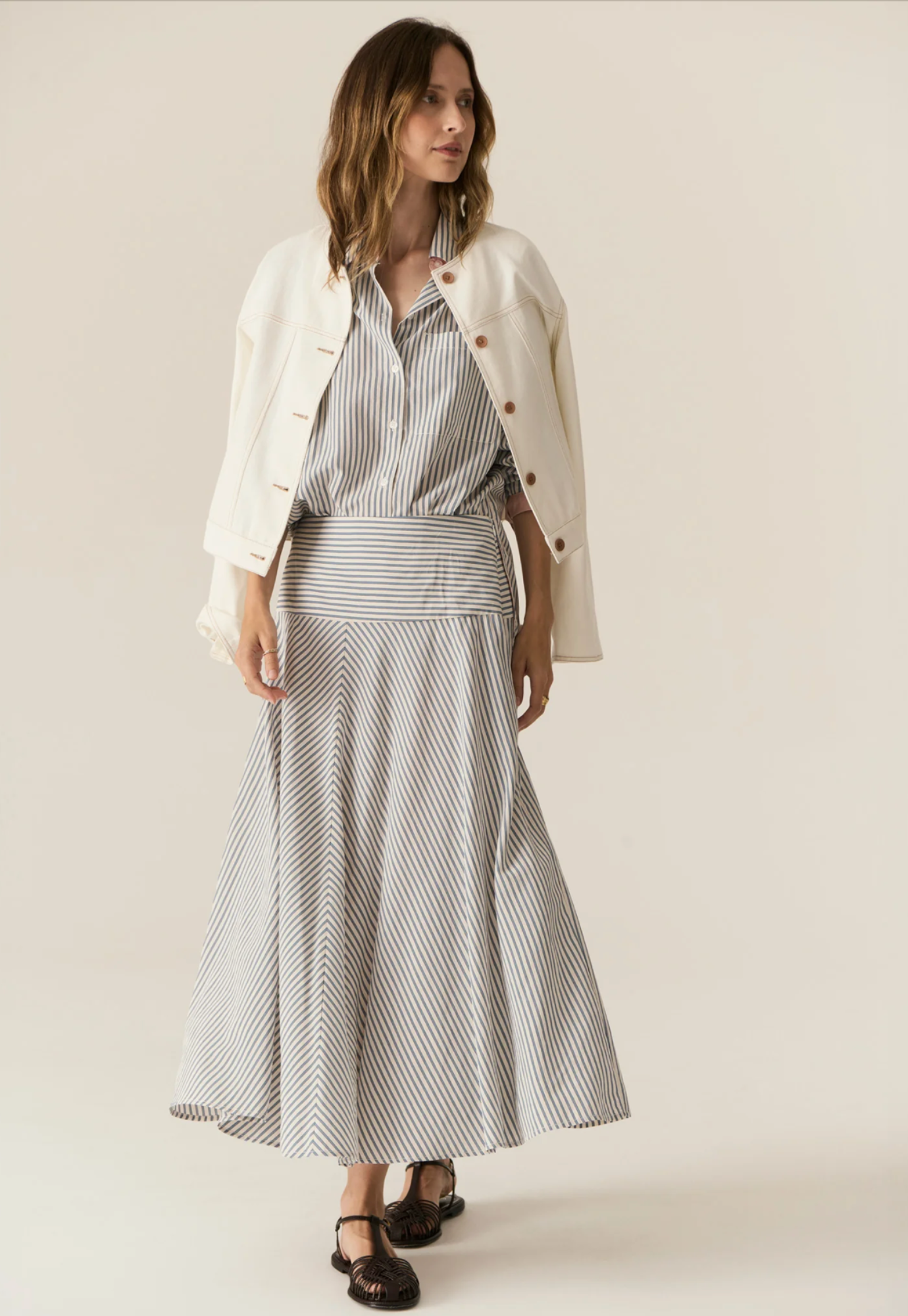 pol - vera skirt - blue stripe