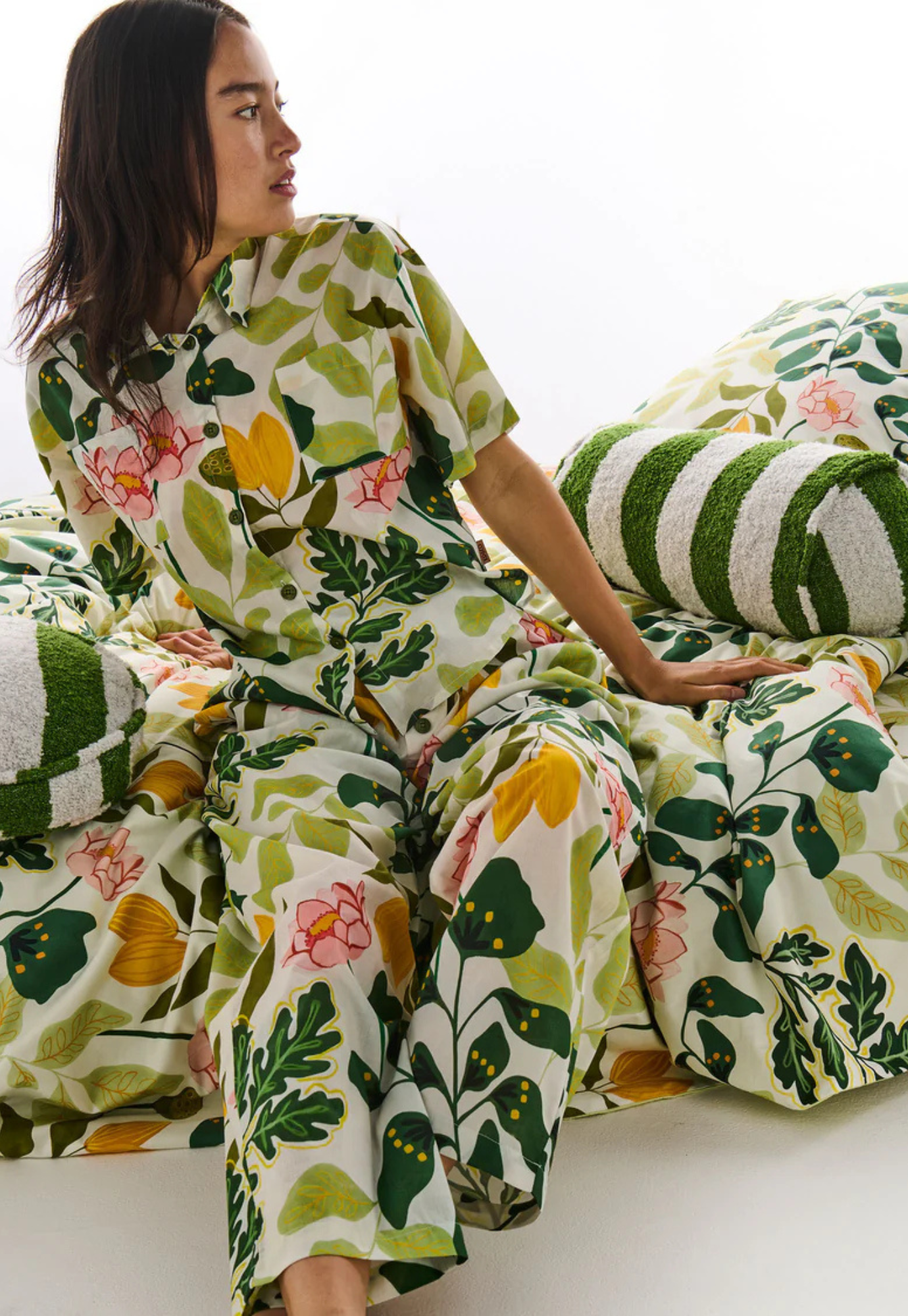 kip&co - wander pyjama set - short sleeve shirt & pant
