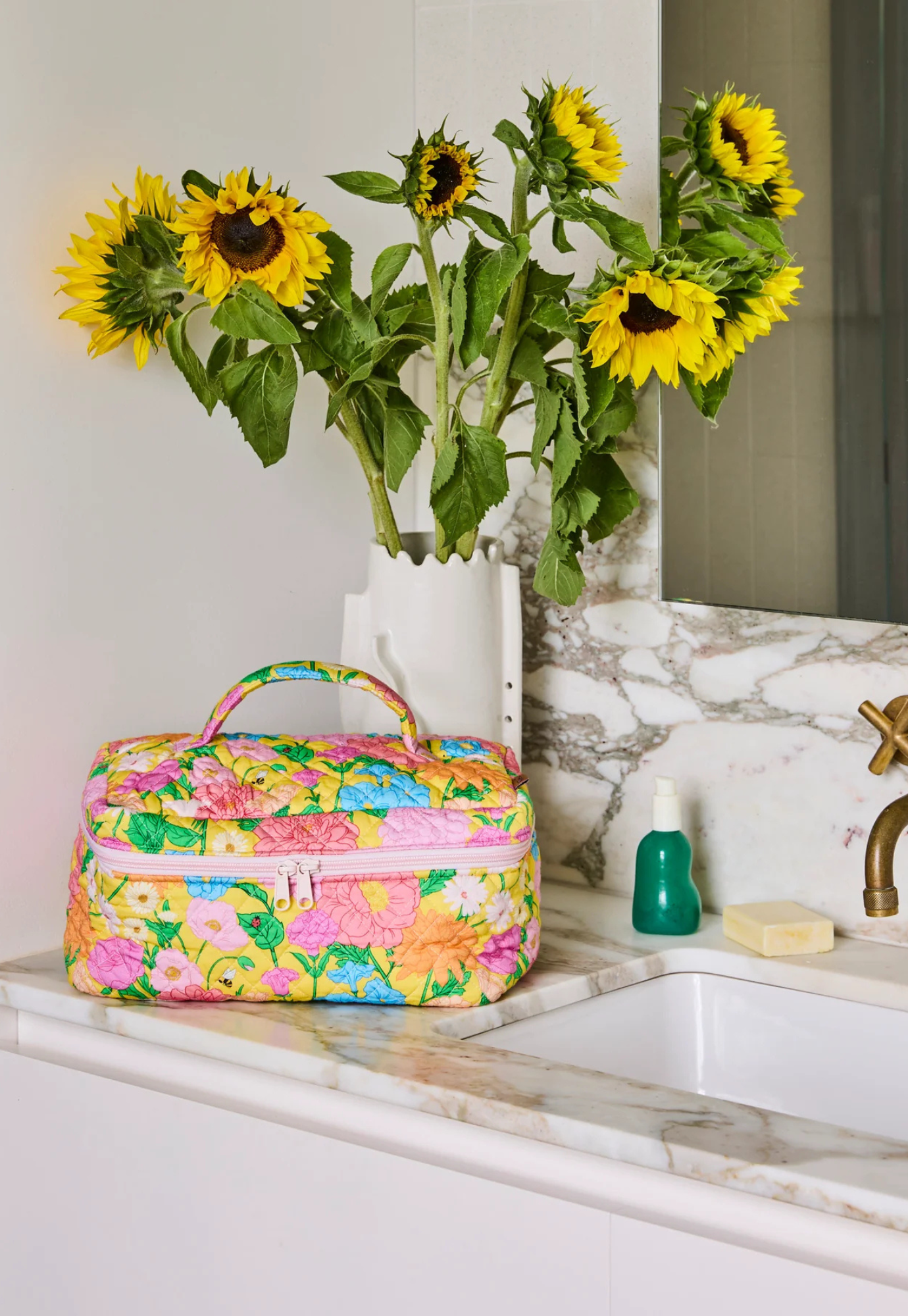 kip&co - follow the sun yellow quilted cotton toiletry case