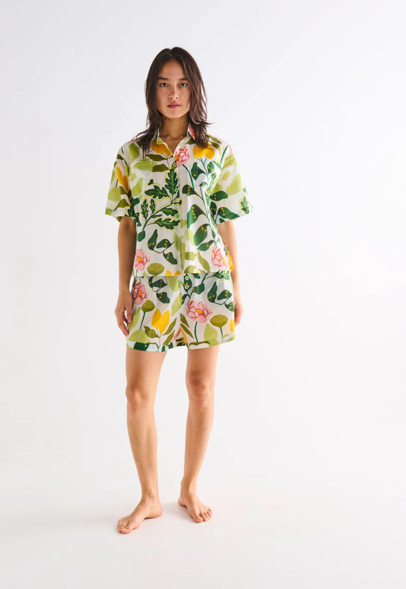 kip&co - wander pyjama set - short sleeve shirt & short
