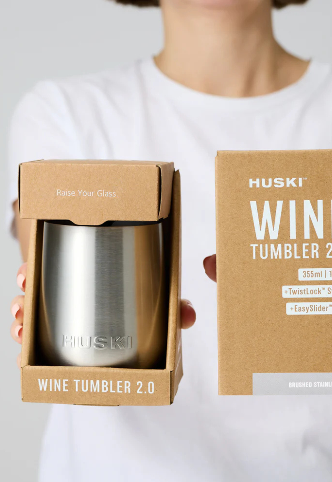 huski - wine tumbler 2.0 - brushed stainless