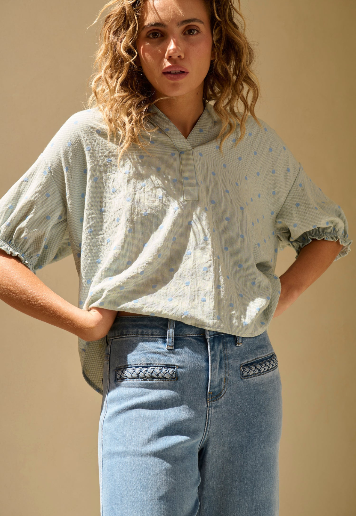 kireina - freya jean - plait pocket - 70s blue