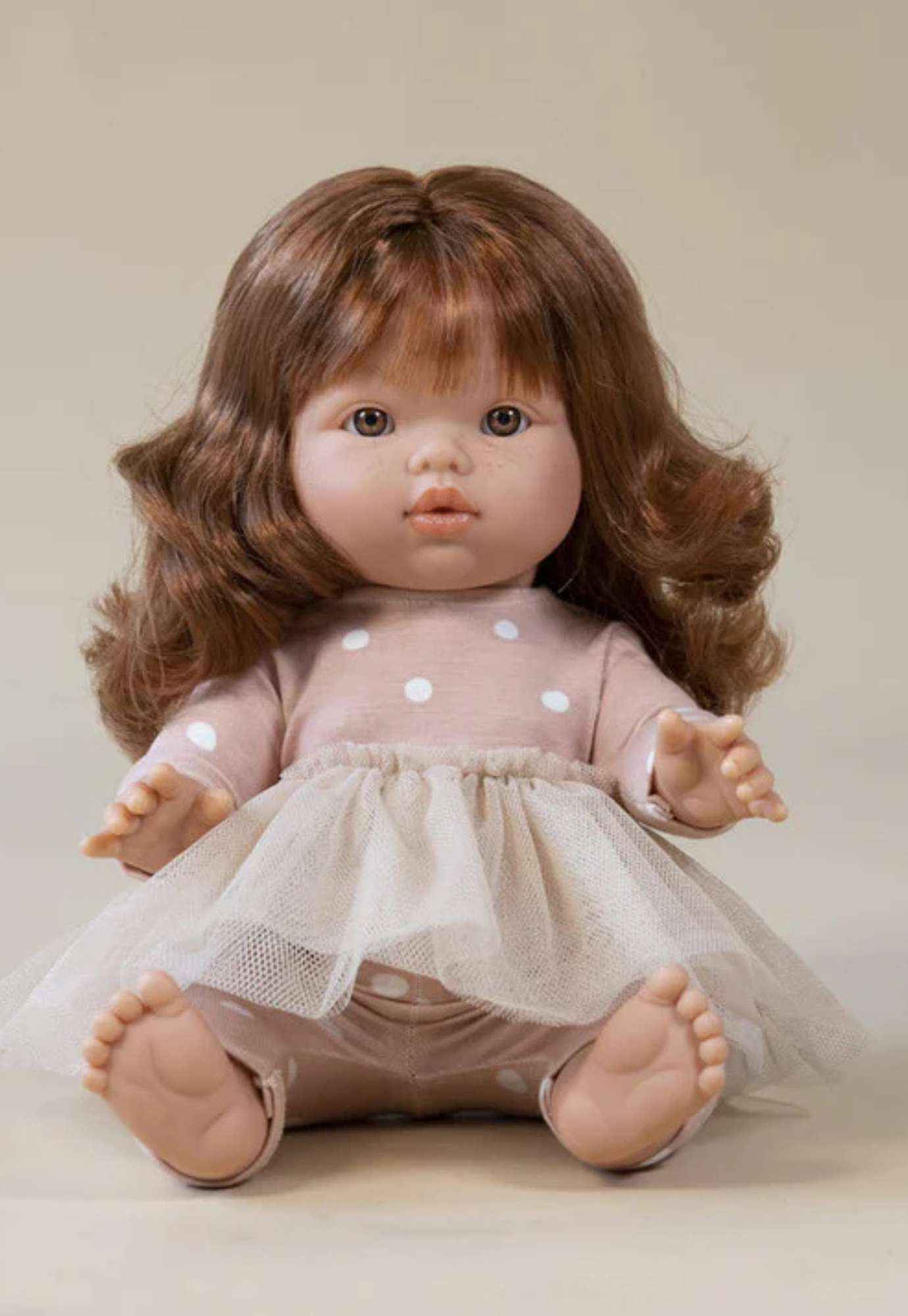 mini coletos sophia doll full front view standing 34 cm tall with articulated limbs and realistic proportions and dressed up