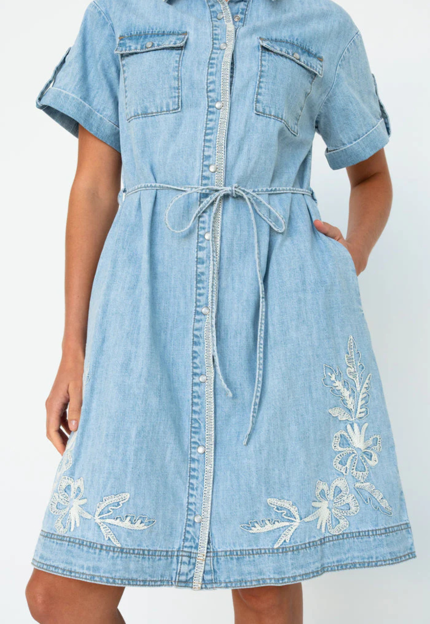 kireina - simone dress - floral embroidery - 70s blue