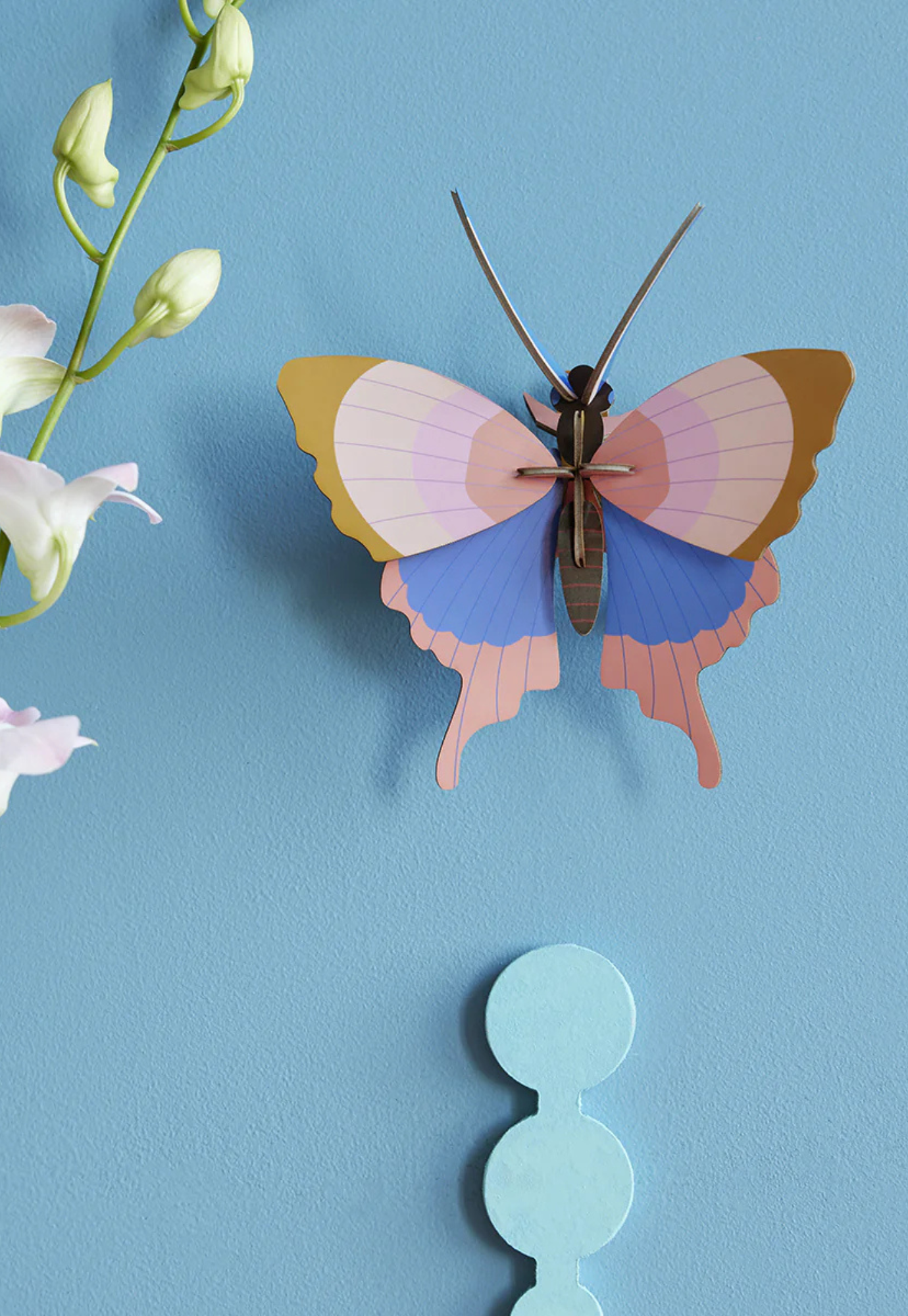 studio roof - wall art - gold rim butterfly