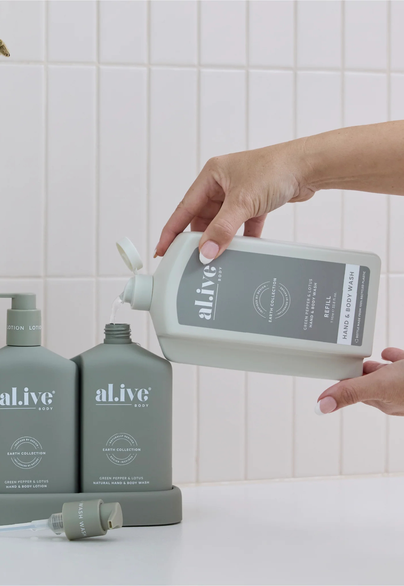 al.ive - hand & body wash refill - green pepper & lotus