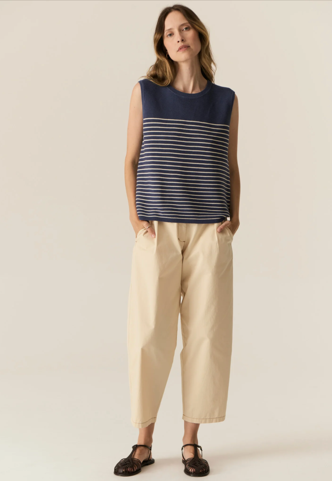 pol - jules tank- blue/ivory