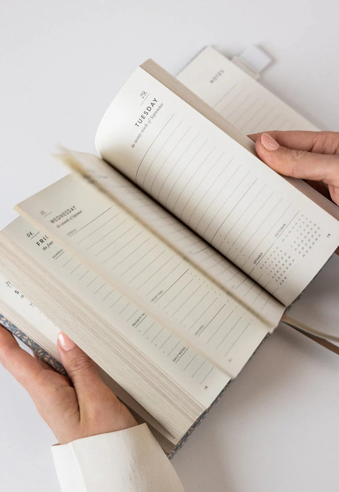 bespoke letterpress - 2026 day-to-a-page linen bound planner - frost bramble