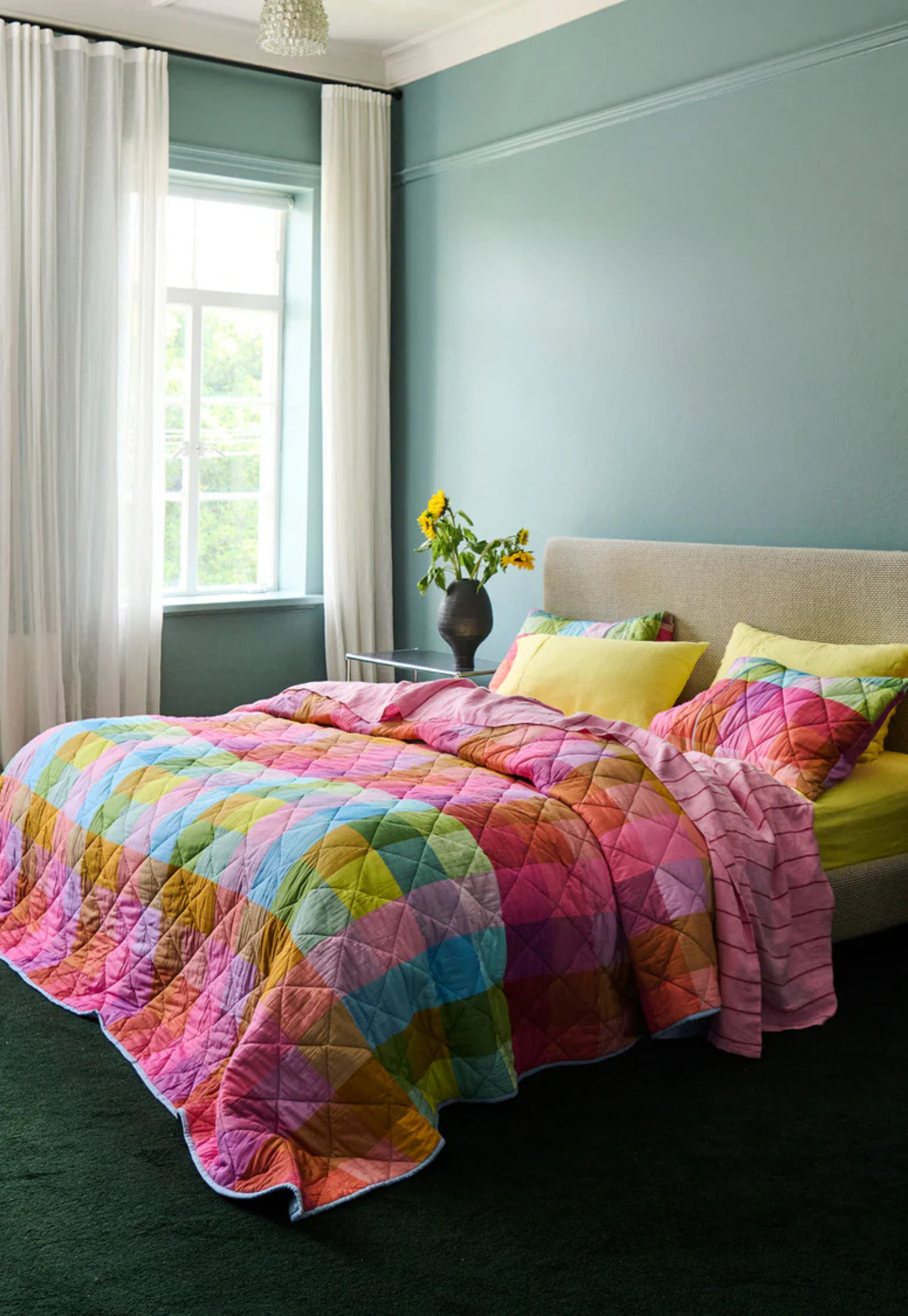 kip&co - ponza tartan organic cotton quilted bedspread