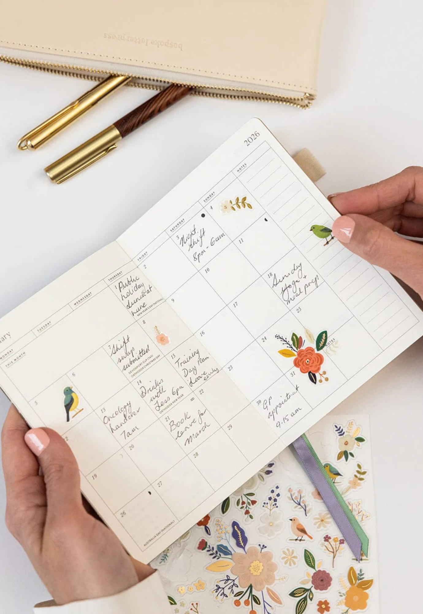 bespoke letterpress - 2026 pocket planner - summer perennials