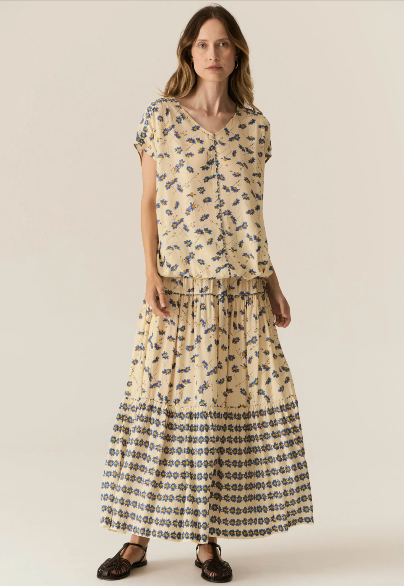 pol - lienne tiered skirt - lienne print