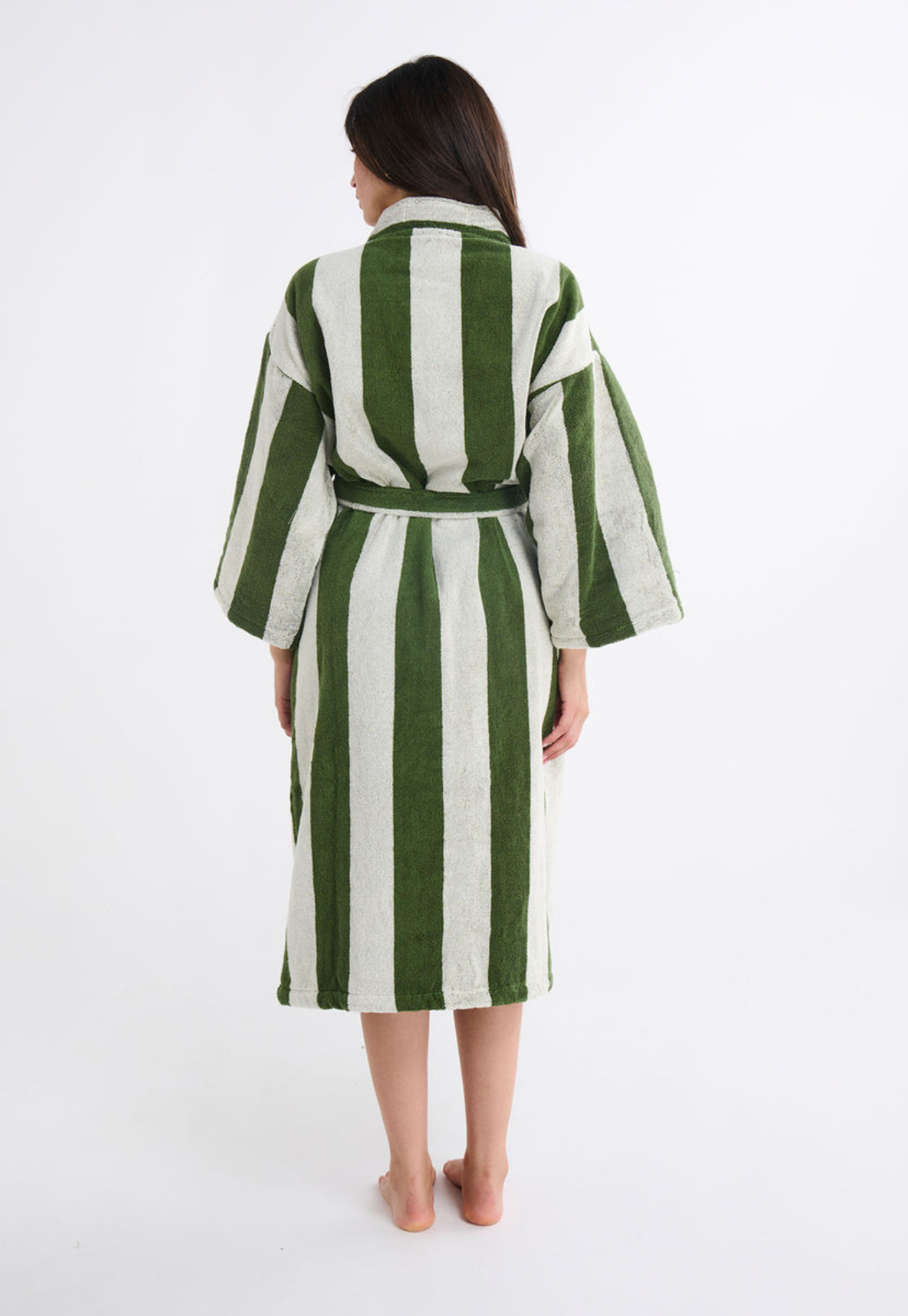 kip&co - moss stripe terry bath robe