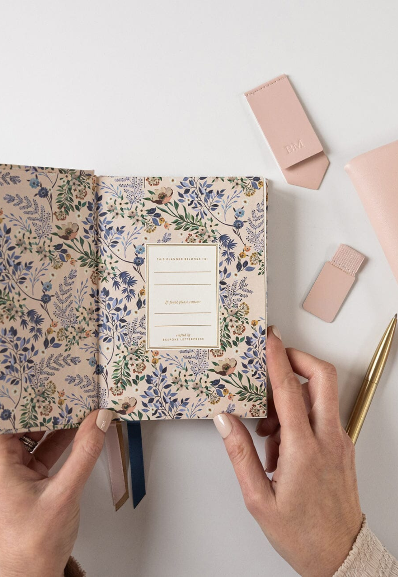 bespoke letterpress - 2026 day-to-a-page linen bound planner - bluebuds