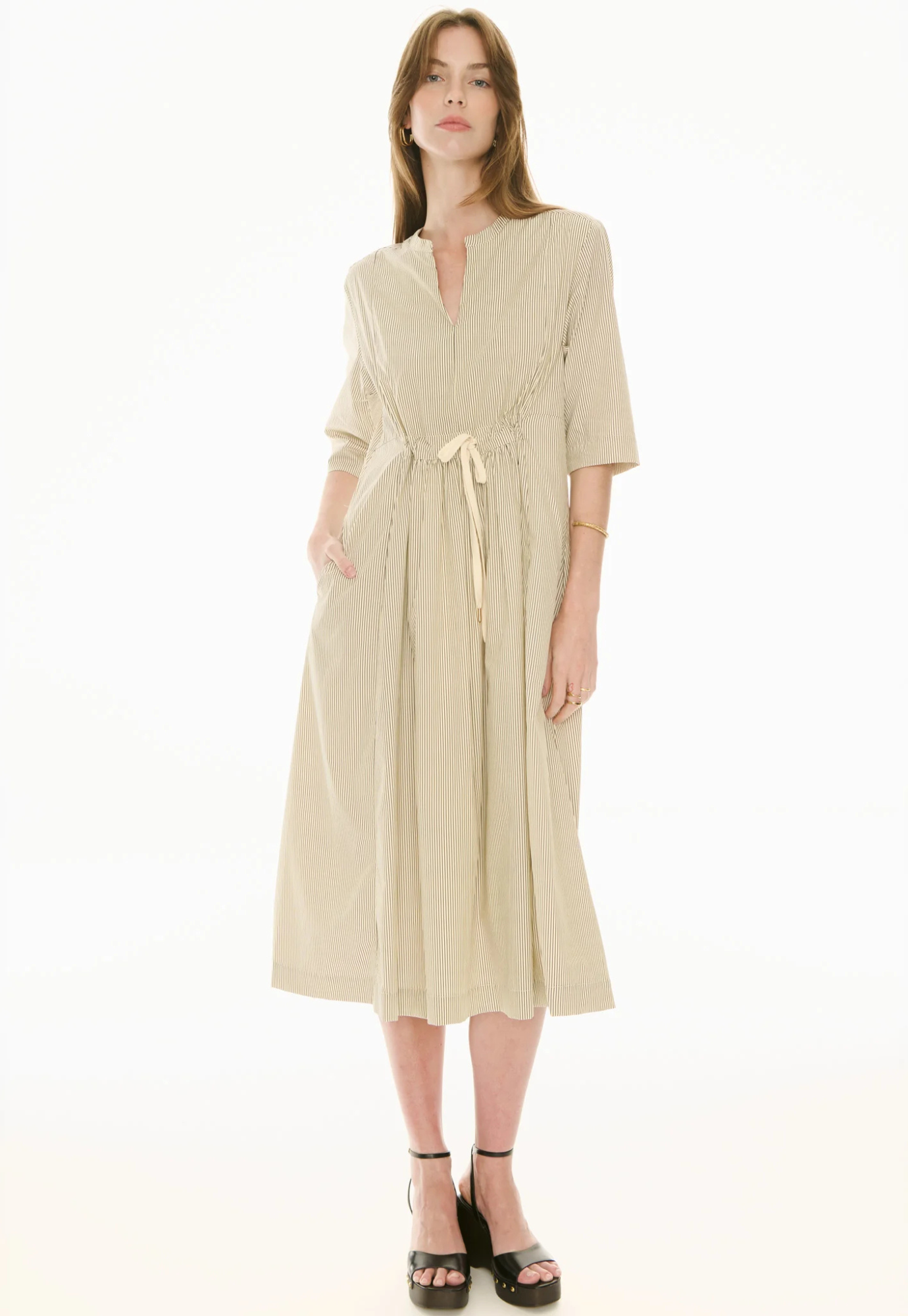 pol - fable shirt dress - ivory/ink
