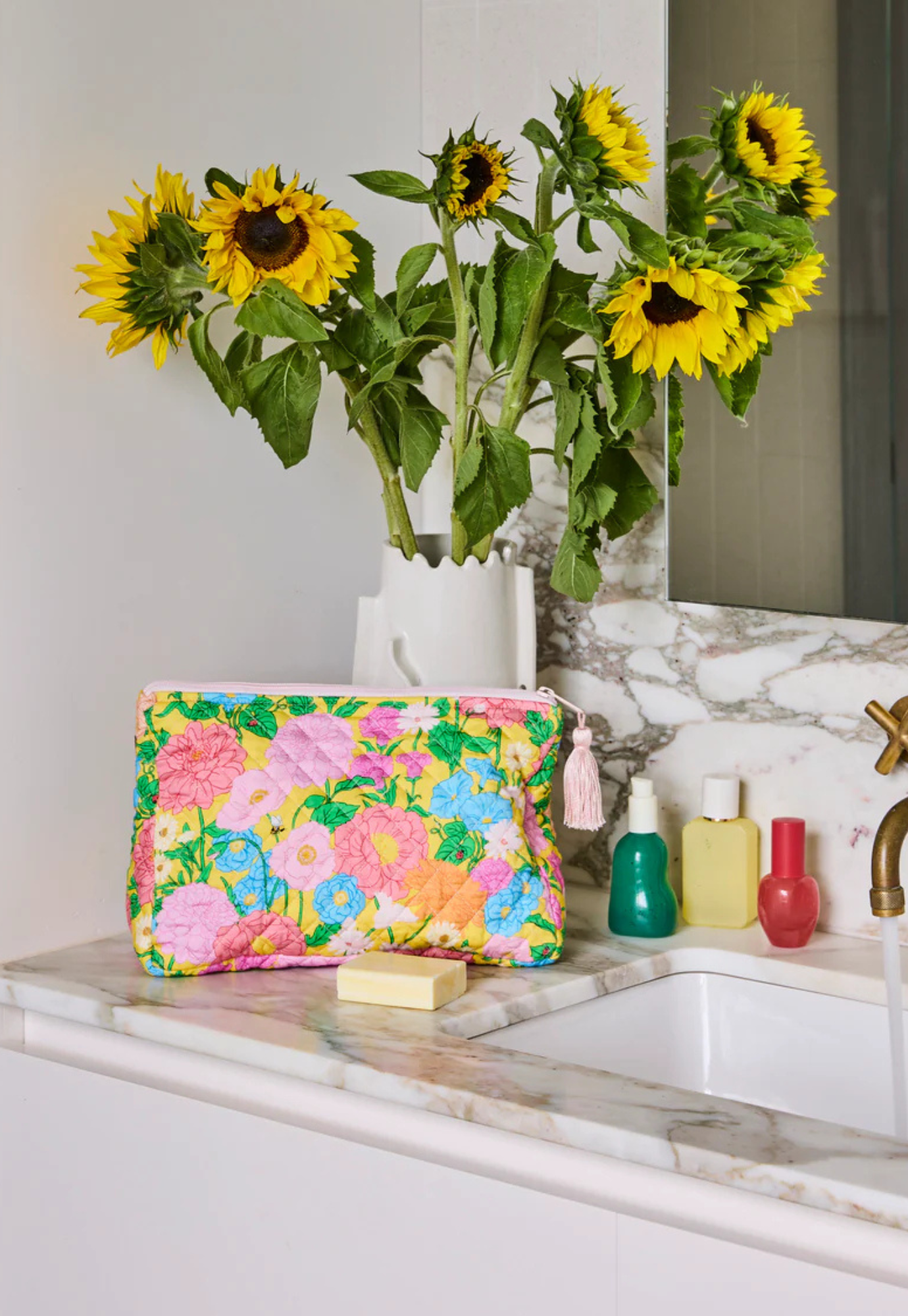 kip&co - follow the sun yellow quilted cotton toiletry purse