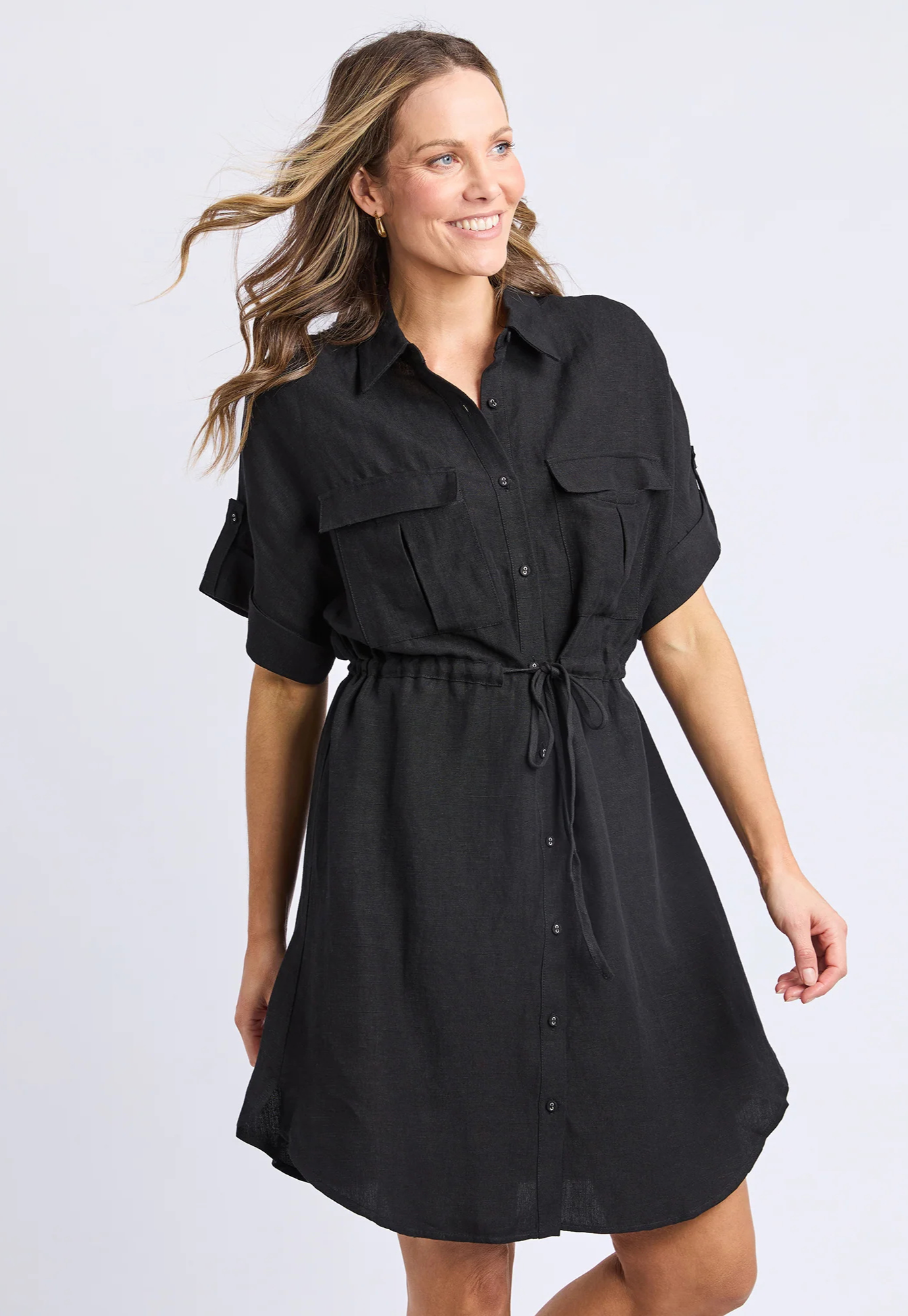 foxwood - willow shirt dress - black