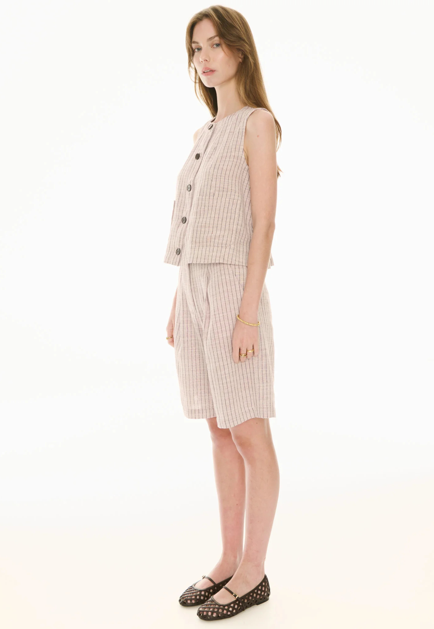 pol - maya vest - pinstripe