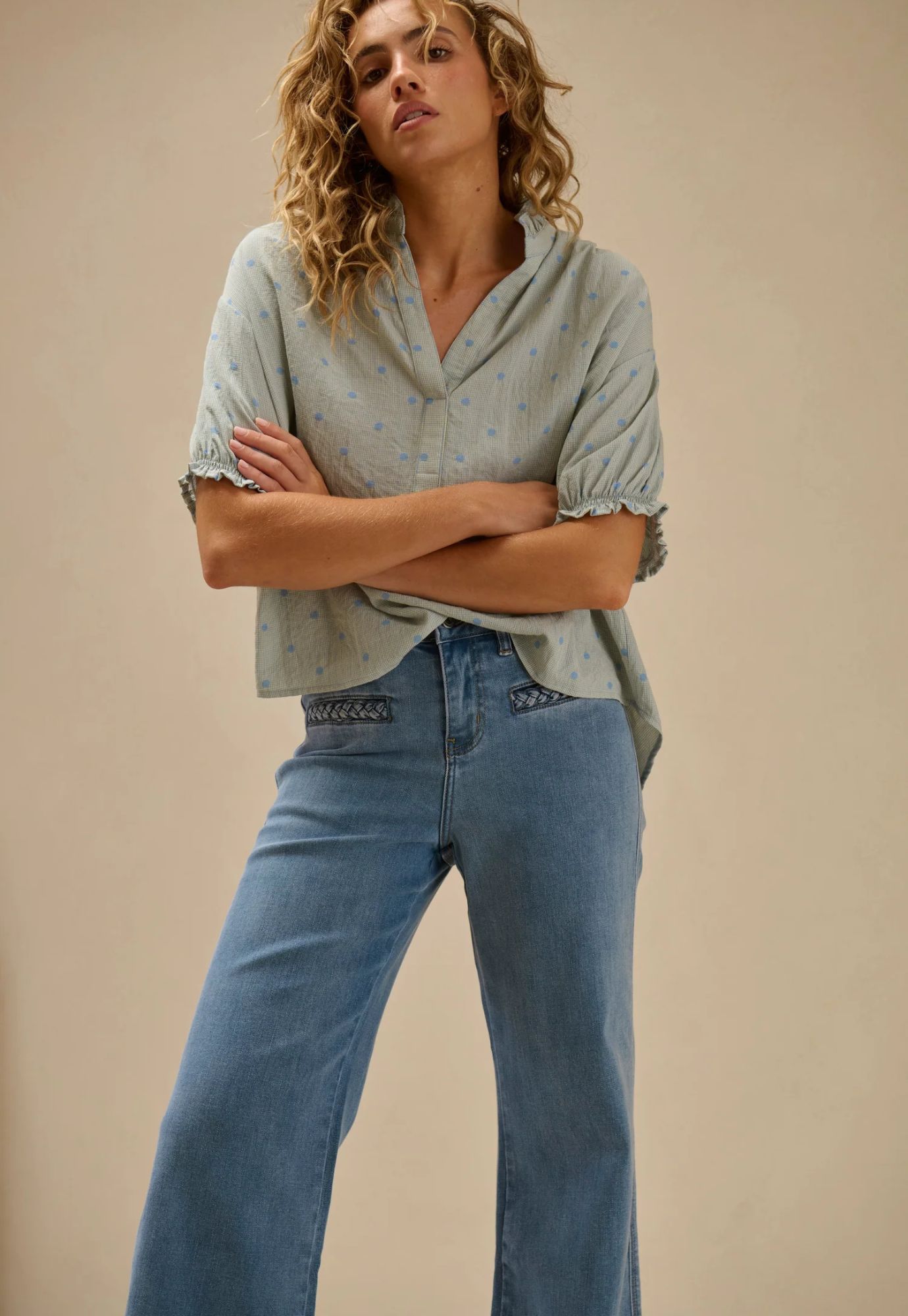 kireina - freya jean - plait pocket - 70s blue