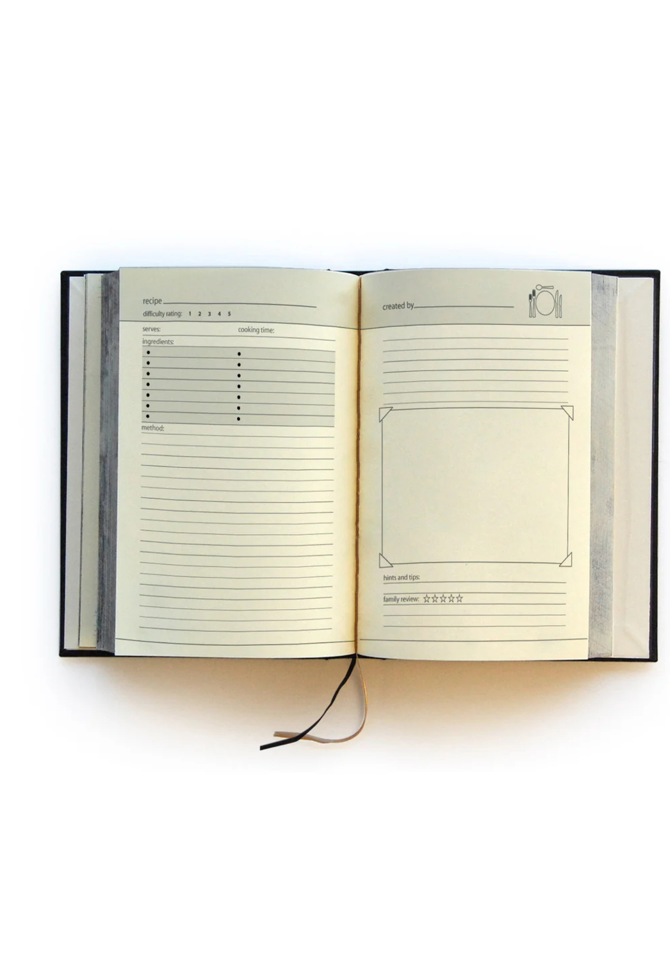 suck uk - my family cookbook - black