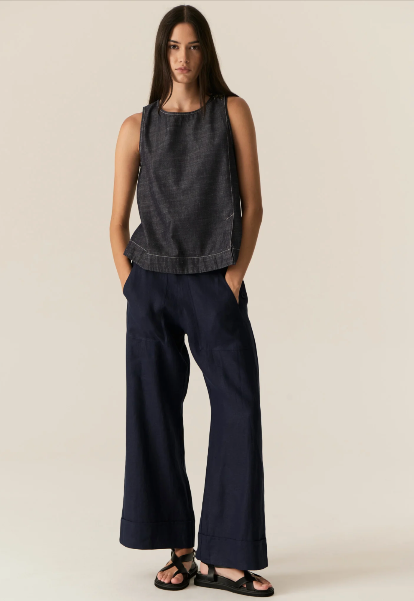 pol - avrid tank- chambray