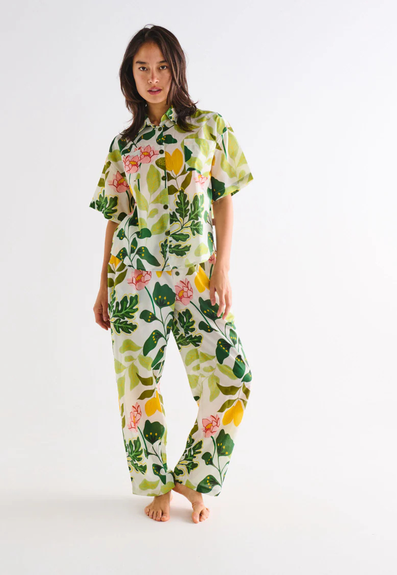 kip&co - wander pyjama set - short sleeve shirt & pant