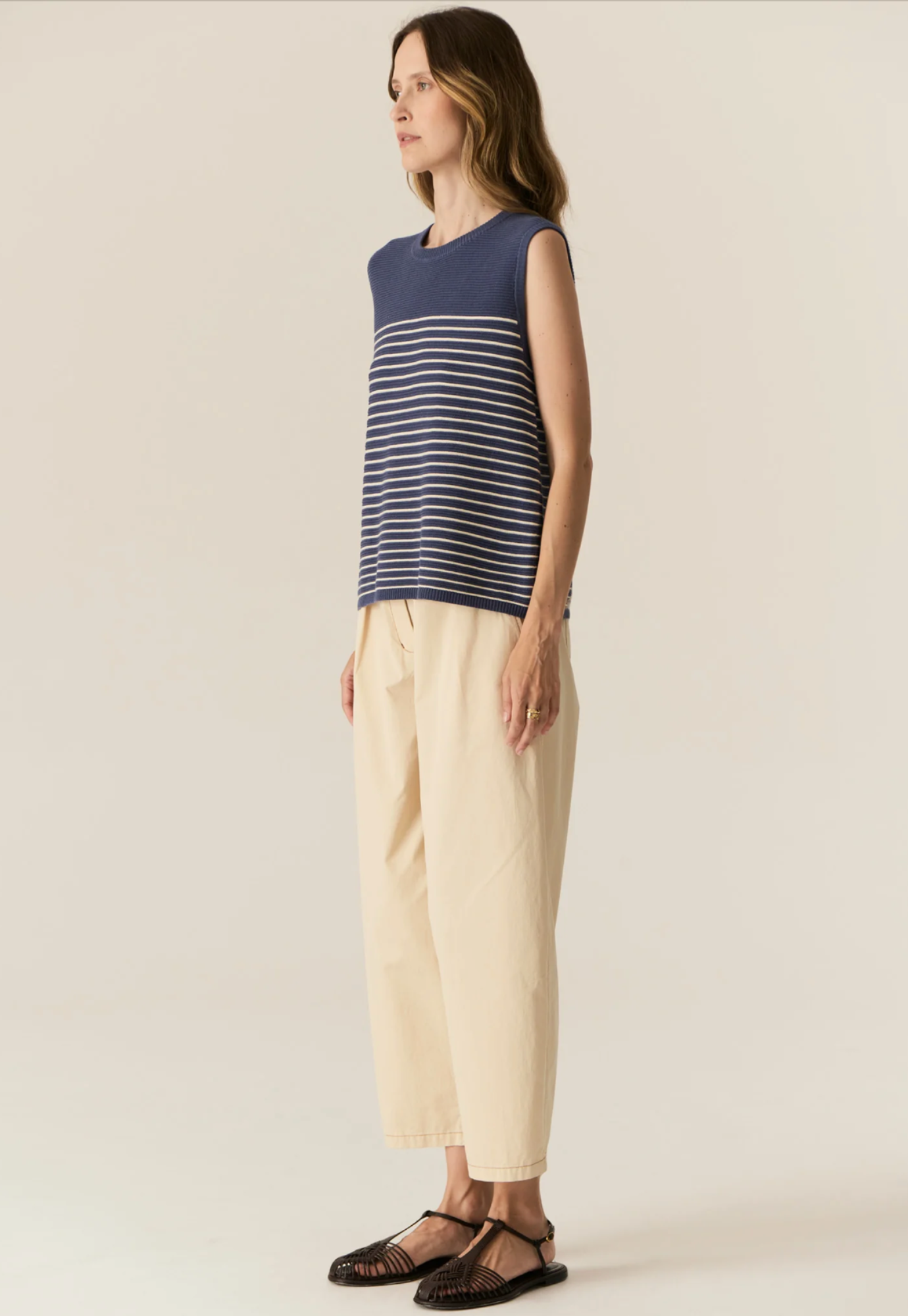 pol - jules tank- blue/ivory
